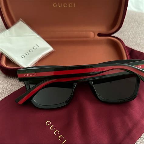 red gucci sunglasses white line|Gucci sunglasses red green stripe.